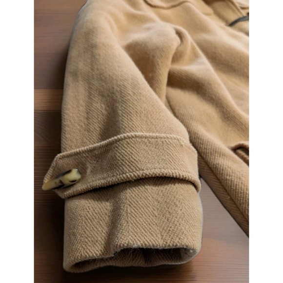 LL Bean Wool Toggle Duffle Coat Womens 2X Hooded Tan Beige Winter Jacket - Picture 8 of 10